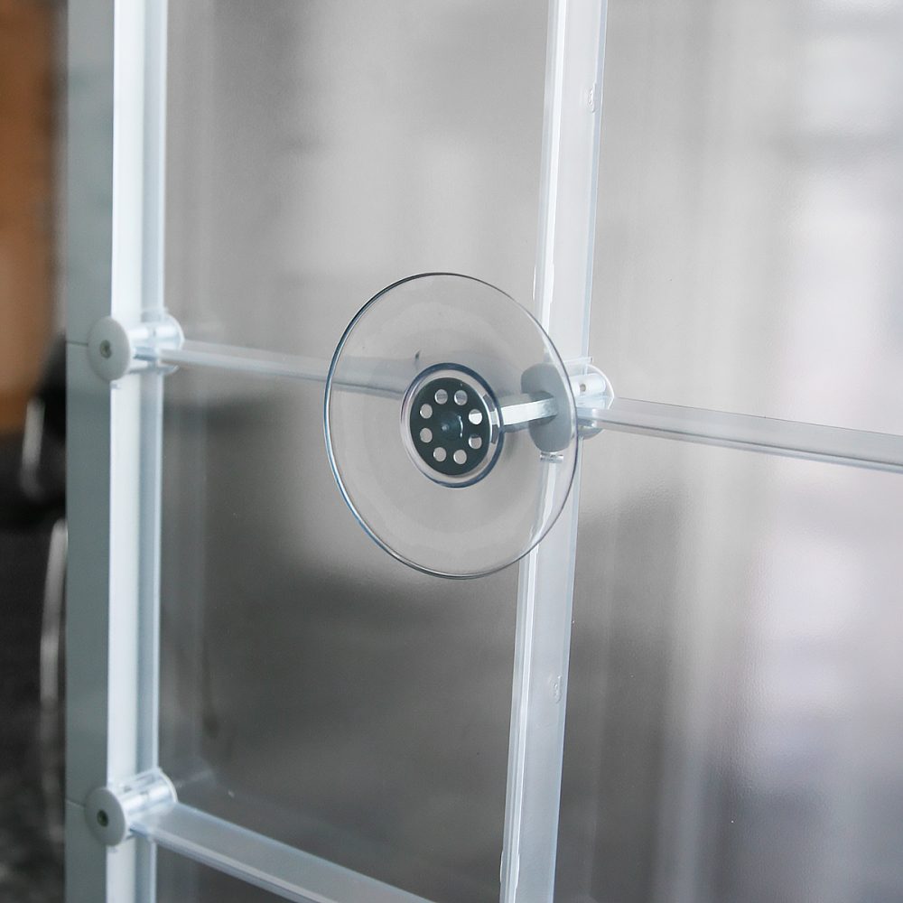 Saugnapf Sichtschutz Raumtrenner individuell kreativ x-cett casette verbindungsteile Glas Milchglas