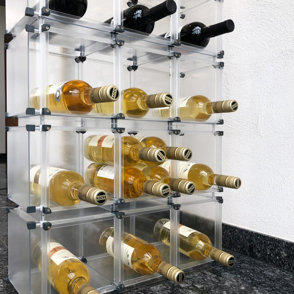 Regal Schrank Ablage Vitrine x-cett werbung werbetechnik individuell individualität kreativ kreativität Büro casette Weinregal Weinhalter Halter Wein Flaschenhalter Flaschenregal